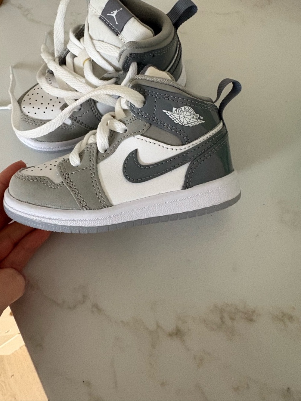 Nike Baby High-Top Sneakers in White and Gray